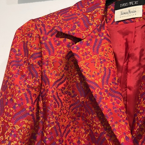 Isabela ardee Neiman Marcus Vintage Red and Orange Women's Jacket size 6 - Picture 3 of 11